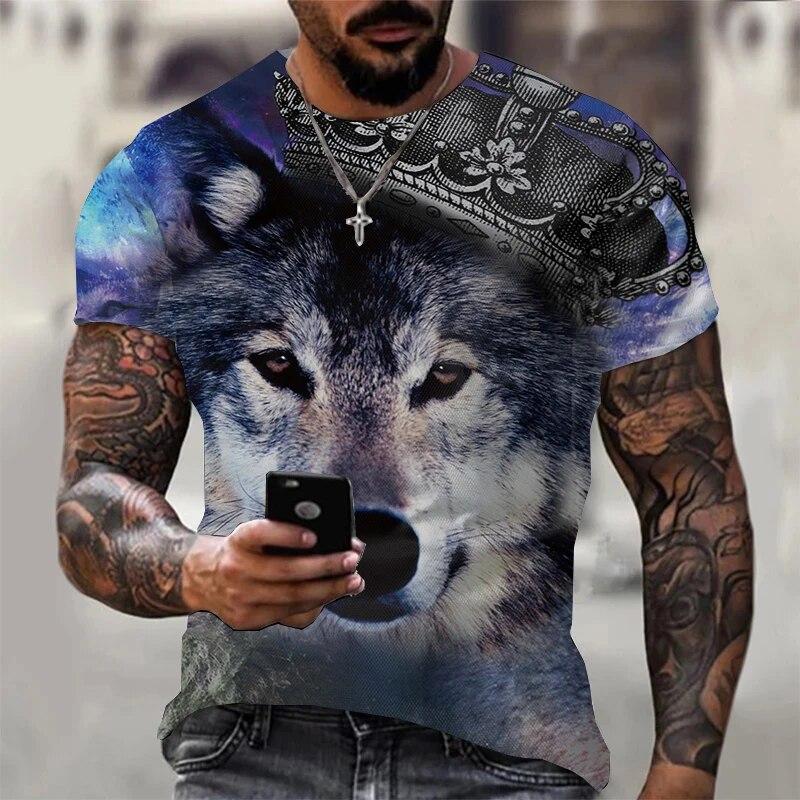 3D Print Wolf Tričko pro muže Letní oversized Topy s krátkým rukávem Pulovr 2023 Móda Streetwear Pánské cool oblečení Levné Trička