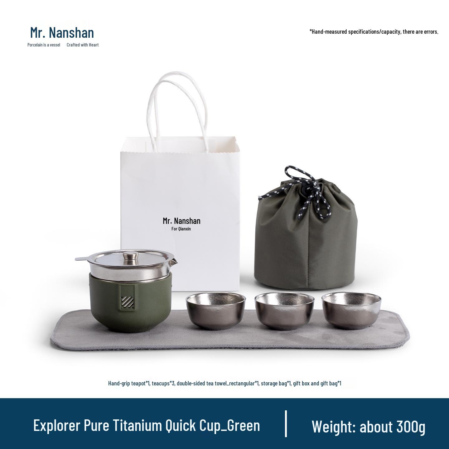 Nanshan Mr. Explorer Titanium Travel Tea Set: Portable Teapot with Three Cups for Camping