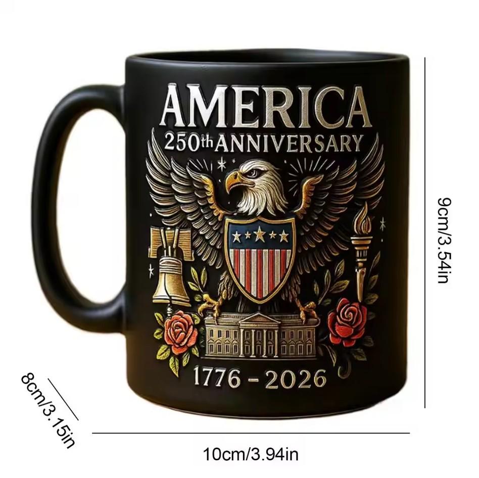 

Commemorative Water Cup 250th Anniversary Mug Usa Ceramic Cup Multi-Purpose Patriotic Coffee Cup For Souvenir Collection as show чёрный