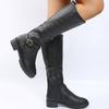 Fashion Spring Autumn New Zipper Low Heel Long Tube Boots Solid Color Simple Comfortable Versatile Daily Casual Style Women's Boots