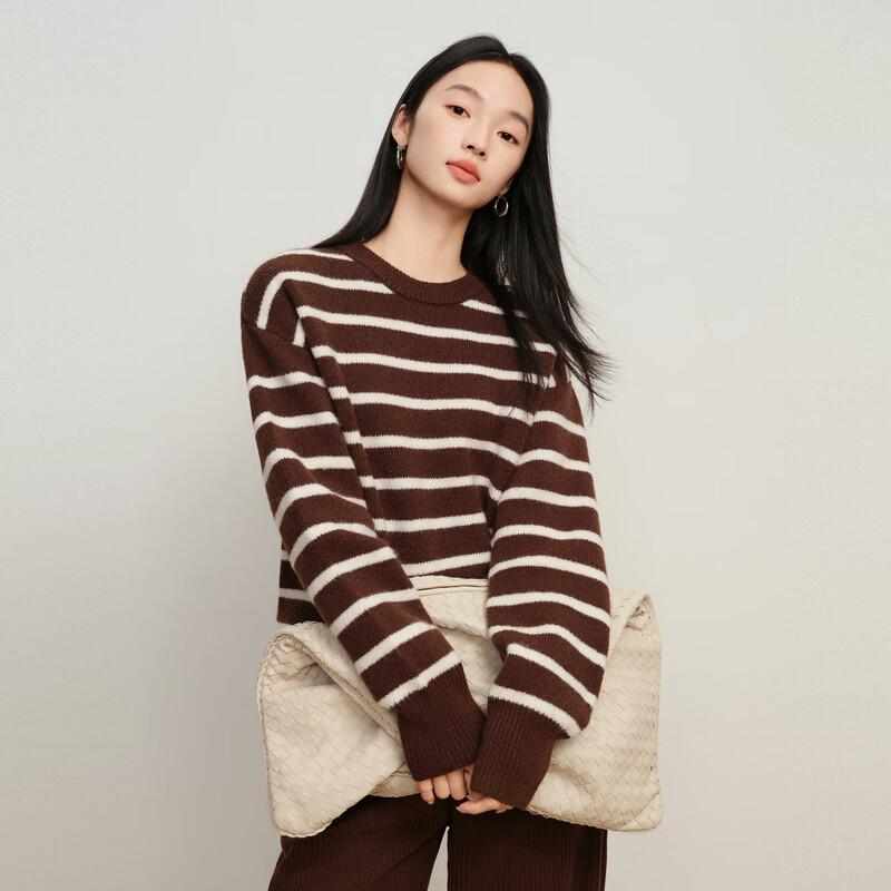 

Elva Island Women s Striped Round Neck Knit Sweater XS