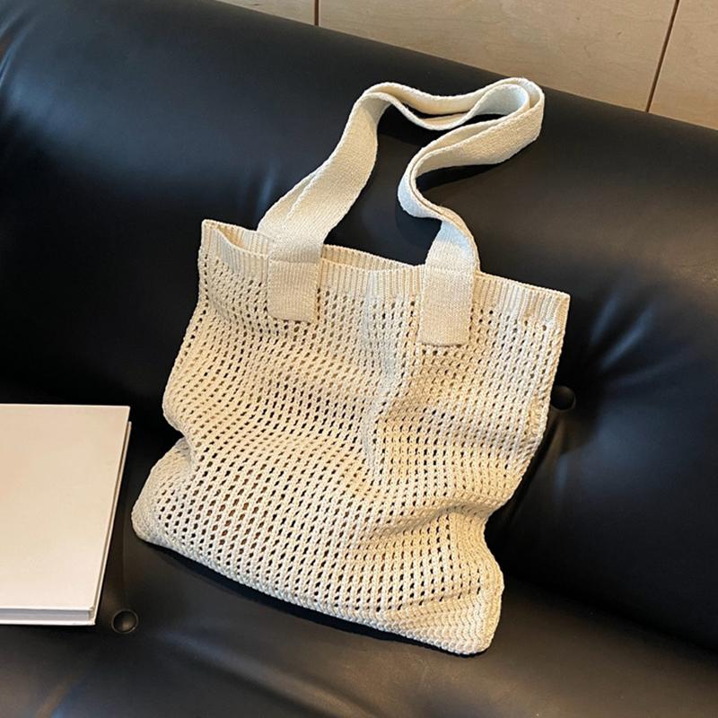 Women Shoulder Bags Large Capacity Crochet Tote Bag Fashion New Knitting Handbags Female Hollow Woven Shopping Bag