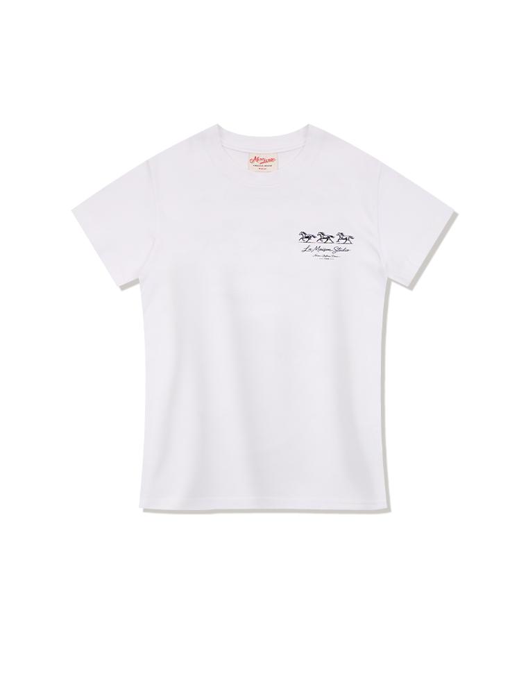 LA MAISON STUDIO Mustang Slim Fit Short Sleeve T-Shirt White/Black (Fcg2Ts770W)