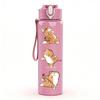 1PC Stacked Little Squirrel Cartoon Print 750ml Color Plastic Sports Water Bottle Leakproof Flip Straw Lid Suitable for Sports Office Home Use