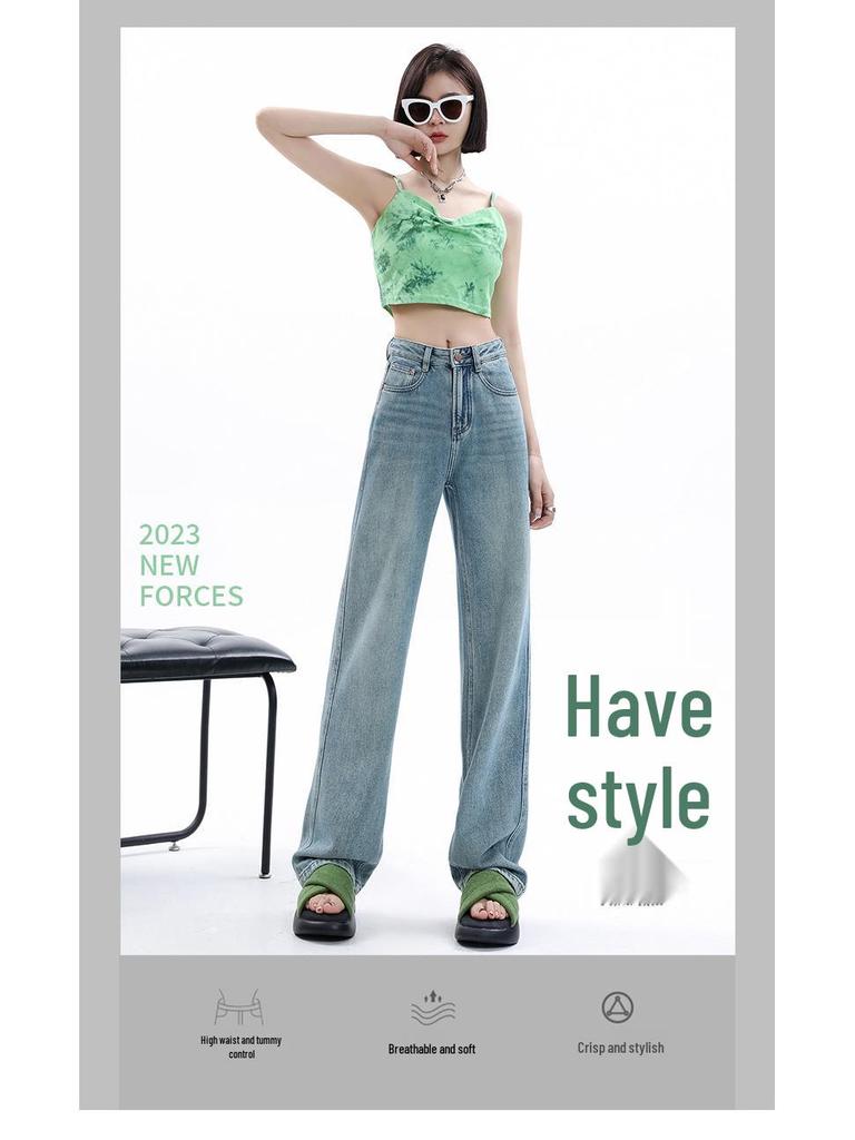 2026 Damen Jeans mit hoher Taille und geradem Bein - Petite, Passform für Birnenform, Weiter Bein Stil