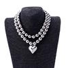 Exaggerated two-piece set, multi-layer round bead stacked necklace, CCB peach heart pendant, neck chain, Cyberwind necklace.