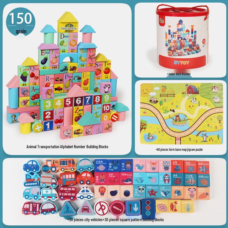 Children's Wooden Building Blocks & Puzzle Toys for Early Development (Ages 1-6)