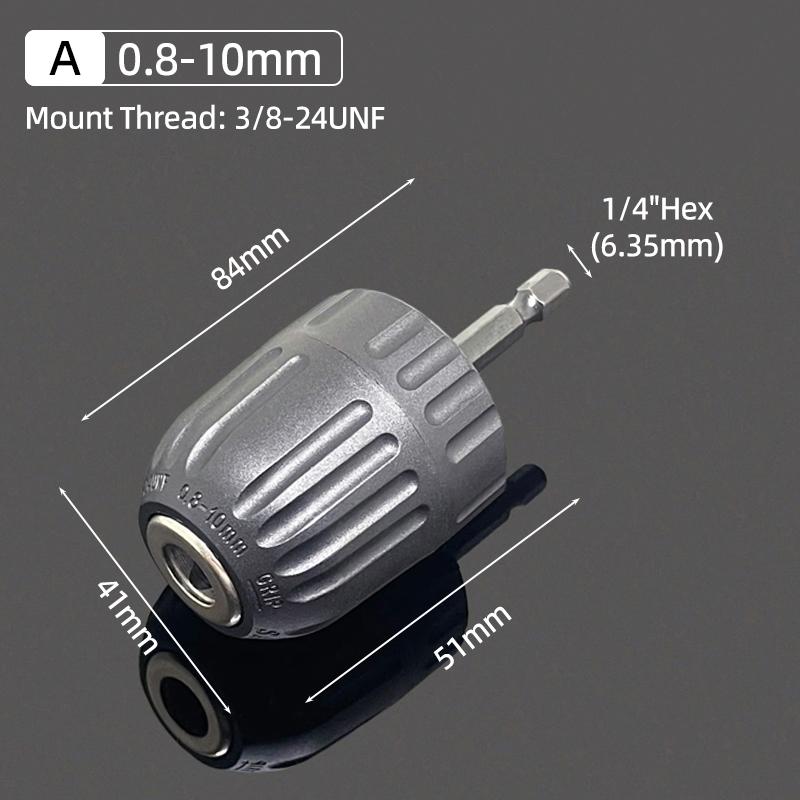 1Pc 1.5-10mm OR 0.8-10mm 1/4" Hex Shank Drill Chuck Keyless Drilling Quick Change Bit Adapter Converter Woodworking Power Tool