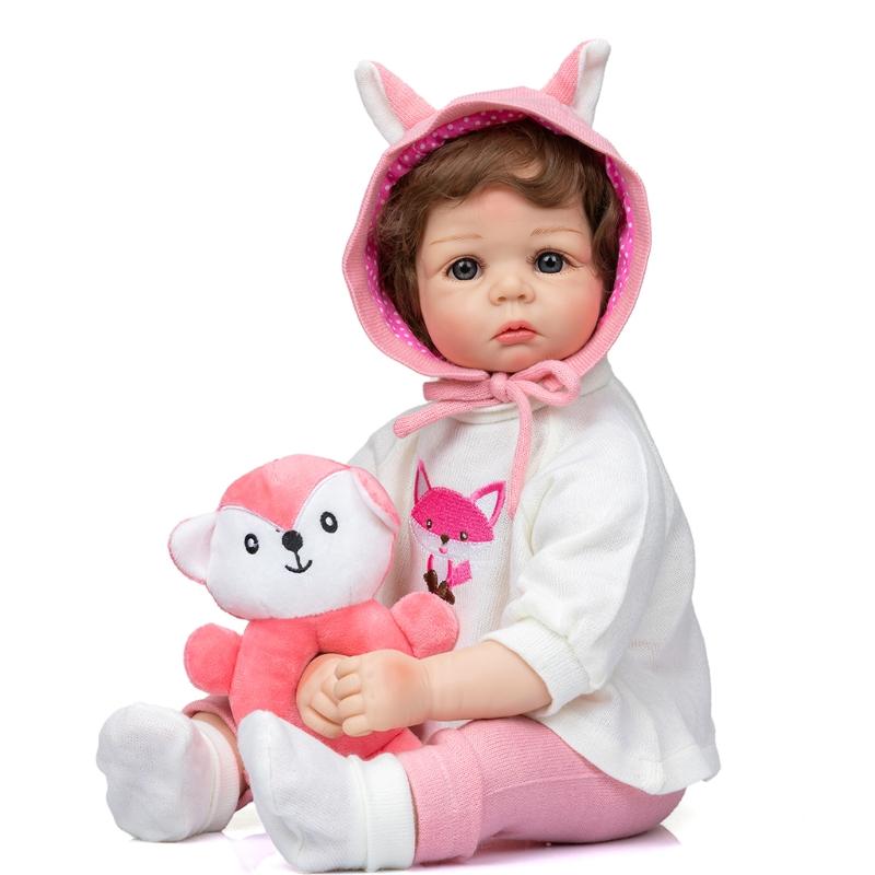 21inch Sleeping for Doll Action Figures Interaction Toy Vinyl Comfort Stuffed for Doll Caucasian Cute Reborns with Eyes-