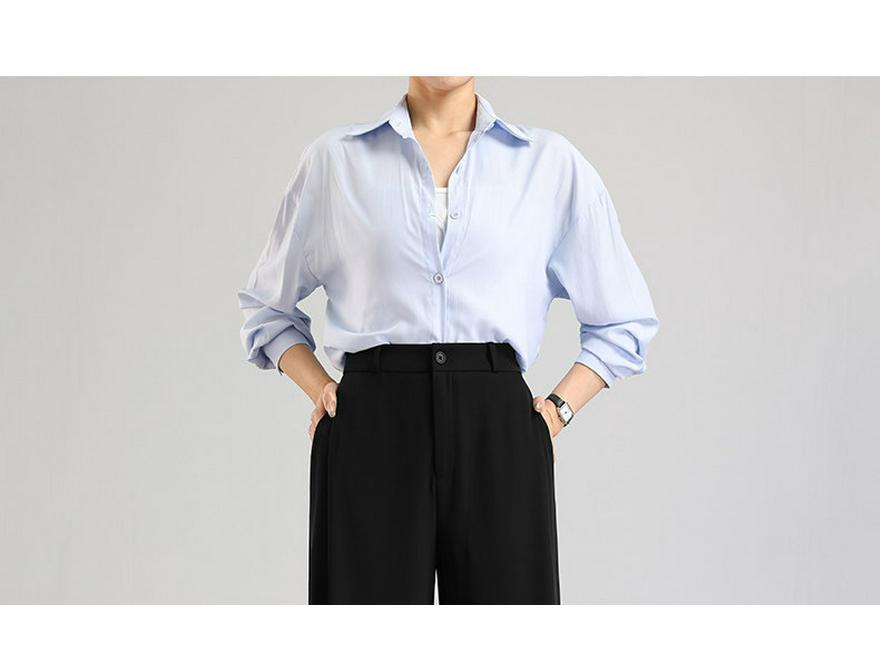 Tall Women's Black Drape Casual Wide-Leg Trousers - Spring/Autumn 2026
