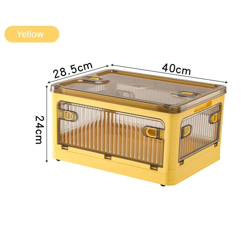 

Складной ящик для хранения, органайзер для шкафа, штабелируемый органайзер для мелочей с колесиками, домашнее хранение книг большой емкости, ящик для игрушек S-40x28.5x24cm жёлтый