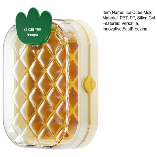 Press-Release Ice Cube Tray with Lid Storage Box BPA-Free Silicone Mold for Freezer Leak-Proof Stackable Ice Ice Maker for Home Party