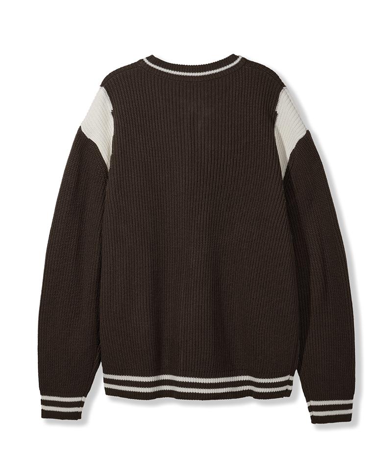 Nodu Varsity Two-Way Zip-Up Knit [Brown]