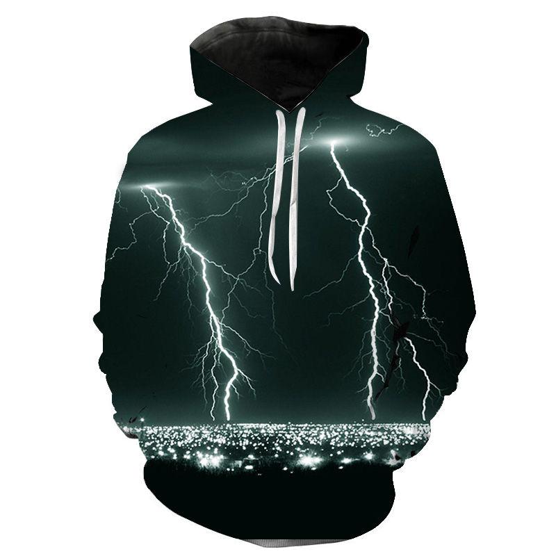Lightning 3D-trykt hettegenser for menn Mote gensere Genser Langermet gutte jente hettegensere Streetwear Uformell hettejakke