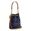 COACH Signature 14 Classic Signature Removable Shoulder Strap Fabric and Leather Bucket Bag Shoulder Crossbody Handbag Mini Women's Denim Blue