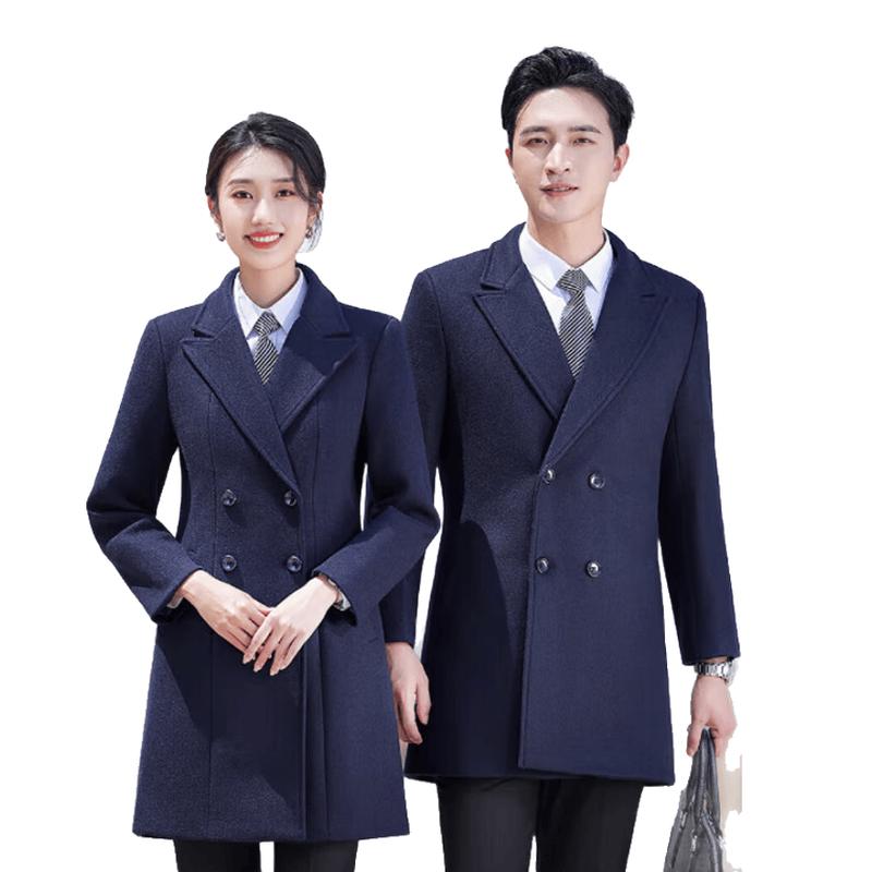 Unisex Autumn/Winter Mid-Length Wool Blend Coat L