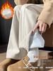 Women's High-Waisted Woolen Wide-Leg Pants - Plus Velvet Thickened, Loose, Casual, Autumn/Winter, Slimming, Straight-Leg Sweatpants