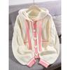 College Style Loose Fitting Hooded Cardigan for Spring and Autumn Wear, Fashionable Knitted Jacket for Women, Cardigan for Women