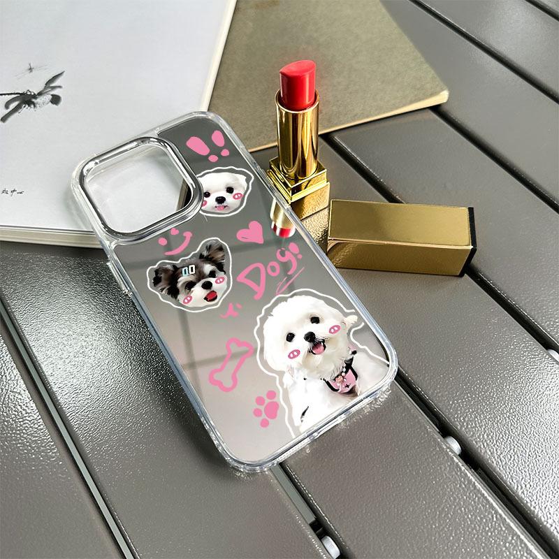 Processing and production of cute dog splicing Apple 15/16promax summer mobile phone case for girls with high value
