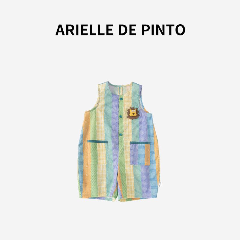 French Arielle De Pinto Kidsren s Overalls Summer New Style Graffiti Sleeveless Vest Pants Jumpsuit Flower color 110
