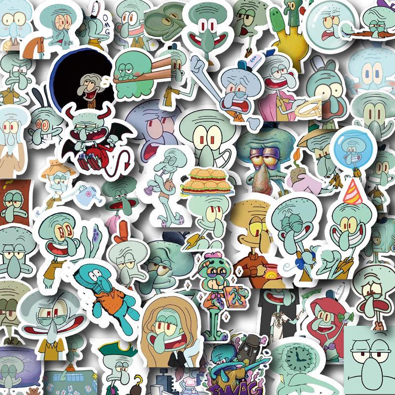 60 Cute Cartoon Squidward Stickers for Laptop, Phone, DIY Album Decoration