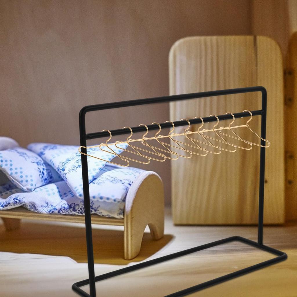 STOBOK Doll Hanger 2 Pieces Miniature Hanger 20 Pieces Clothes for Doll Clothing for Dollhouse Miniature Photography Accessories Rack, Set, Hangers,