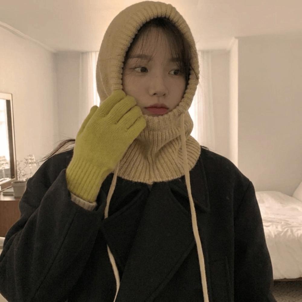 Keep Warm Knitted Hooded Cap Thermal Windproof Beanie Cap Winter Ear Protection Cap Outdoor