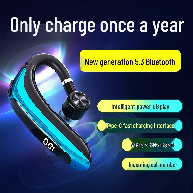 M80 Digital Display Ear-hook Bluetooth Earbuds: Long Standby for Sports & Running