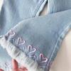 Girl's Love Lace Jeans Autumn Children's Fashion Dress Girl Baby Horn Pants