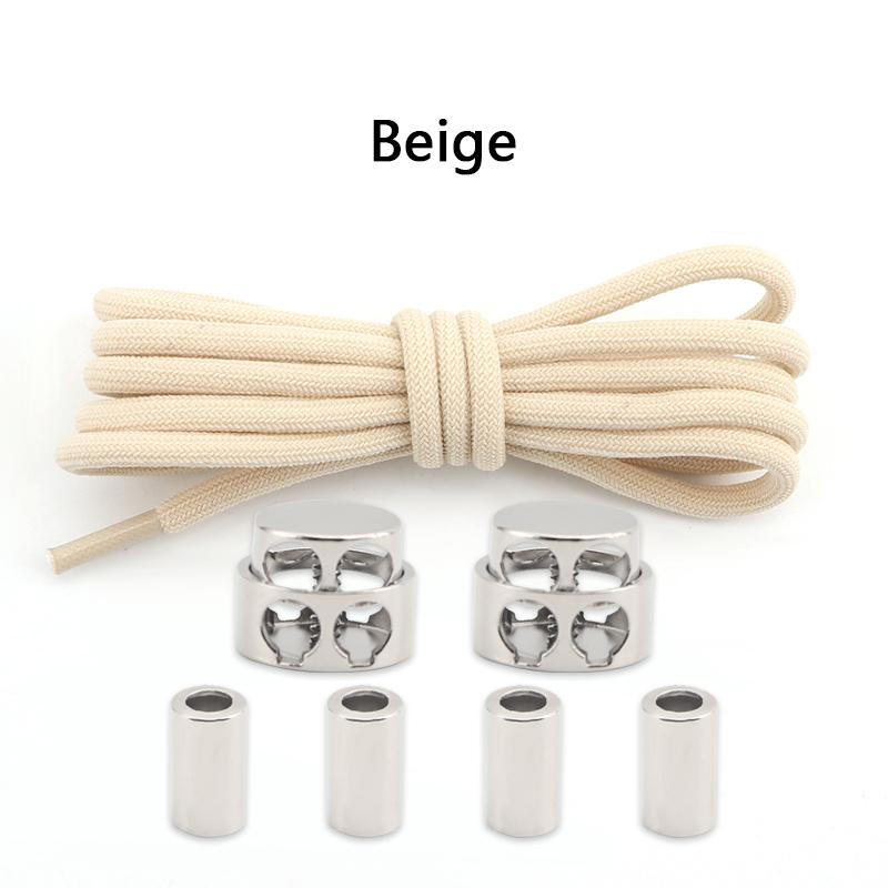 1Pair Round Elastic Laces Sneakers Lock Shoe Laces Without Ties Metal Buckle Laces Kids Adult No Tie Shoelaces Shoes Accessories