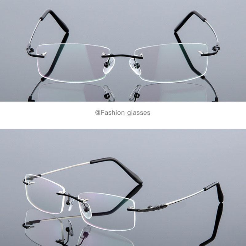 Blaulichtblockierende Titanlegierung Randlose Quadratische Kurzsichtigkeitsbrille Damen Herren Randlose Korrektionsbrille 0 -0.5 -0.75 Bis -6.0