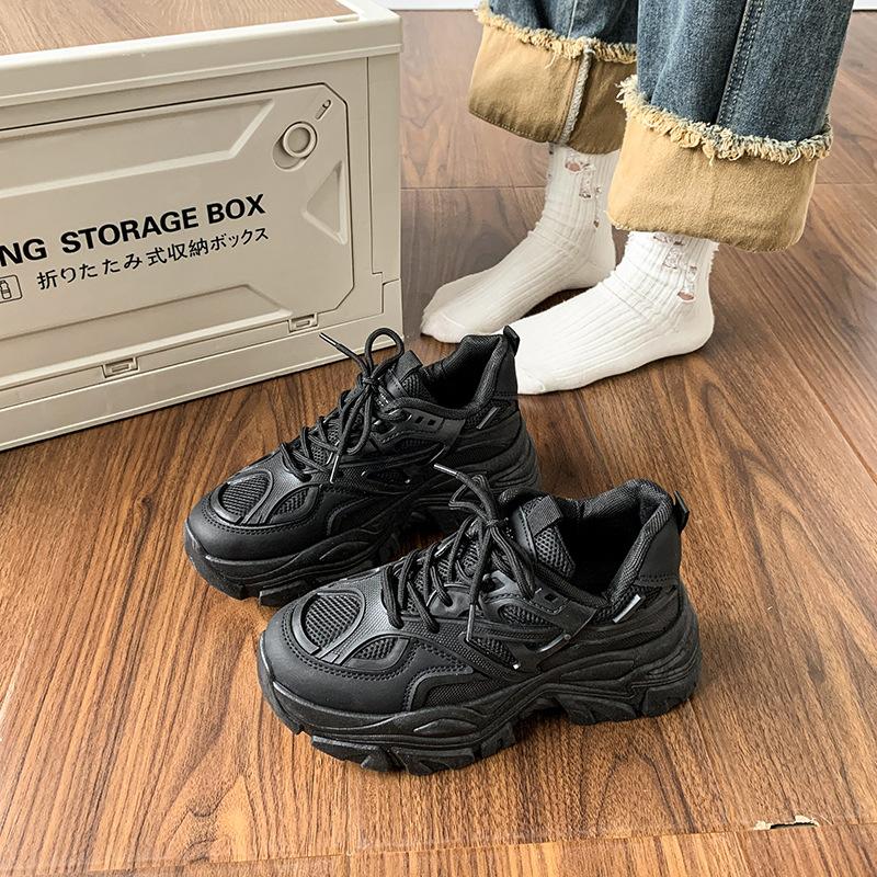 Hong Kong Style Dad Shoes Women's Ins Tide 2025 New Versatile Casual Shoes Thick Sole Height Increase Super Fire Thin Sports Shoes