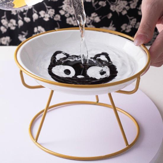 Cat Bowl Set Anti-Vomit Protect Cervical Vertebrae Indoor Cats Small Pets Colorful Patterns Pet