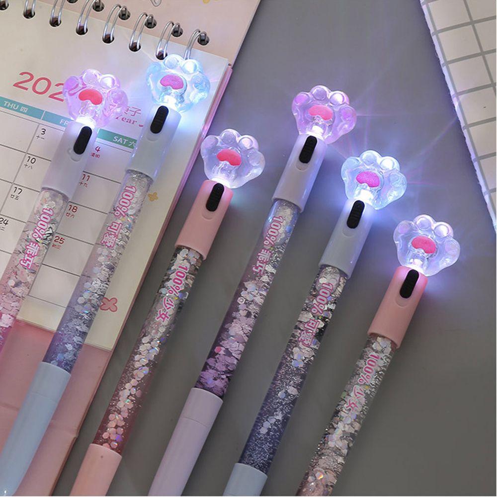Writing Tool Heart Black Ink Cat Claw Glitter Lights Pen Signing Pen Quicksand Pen Luminous Gel Pen
