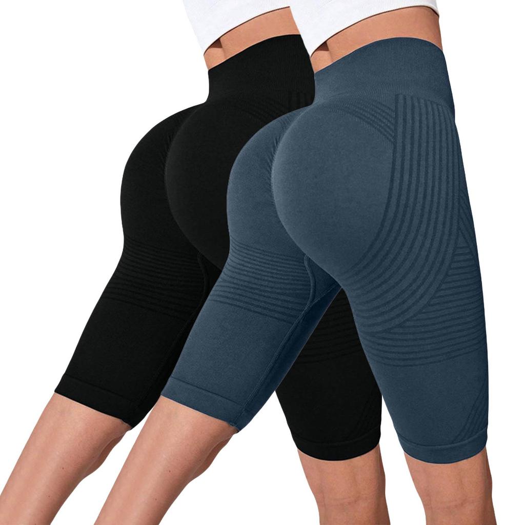 2PC Women's Casual Seamless Hip Lifting Fitness Pants With Tight Fit And High Waist, Seach Hip Yoga Pants