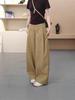 Trendy 2025 High-Waisted Wide-Leg Cargo Pants for Spring & Autumn - Loose, Slimming, Casual Long Pants.