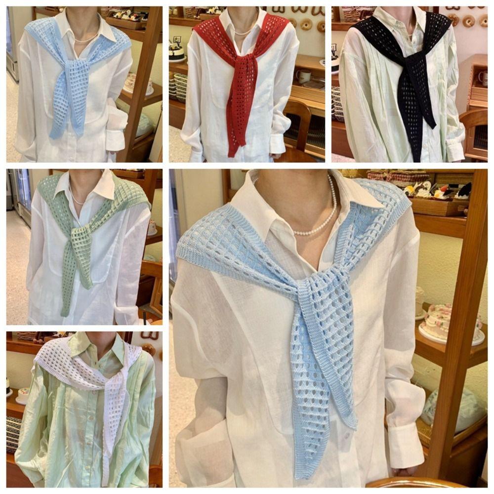 Cape Fake Collar White Hip Scarf Elegant Knitted Shawl  Daily