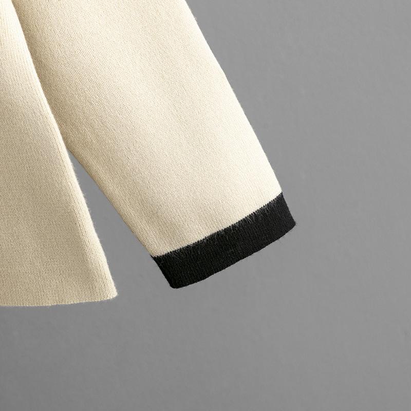 Høst- og vinter strikket bred todelt dame moteriktig avslappet dress med rund hals