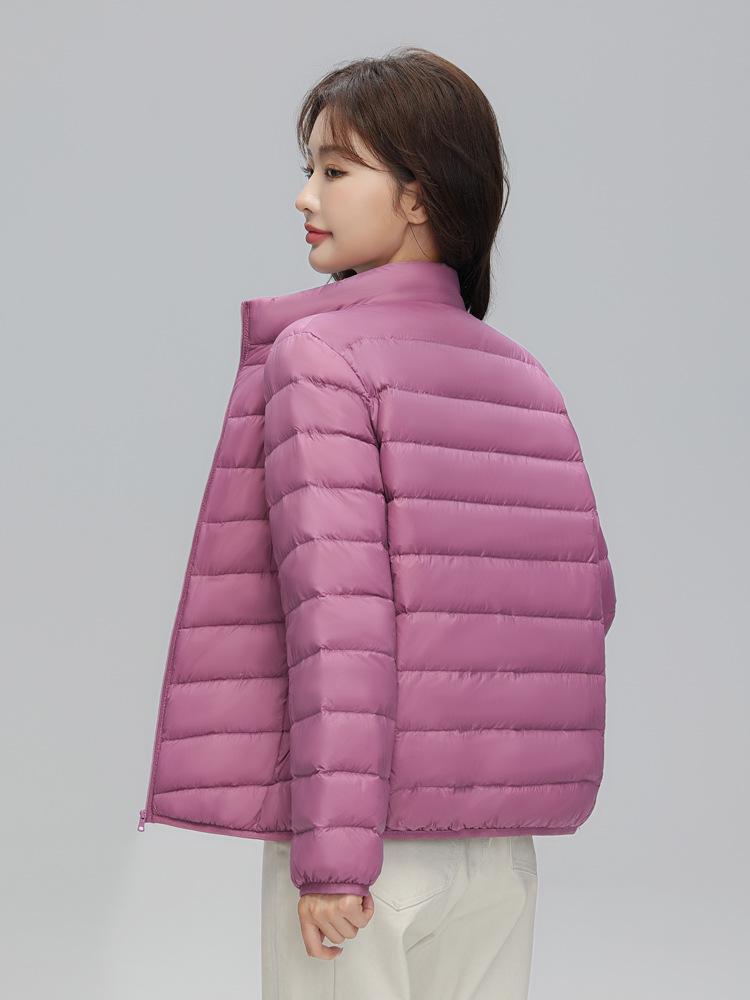 2024 Women's Slim Fit Lightweight Down Jacket - Autumn/Winter, Short, 90% White Duck Down, Stand Collar, Korean Style, Plus Size Available.