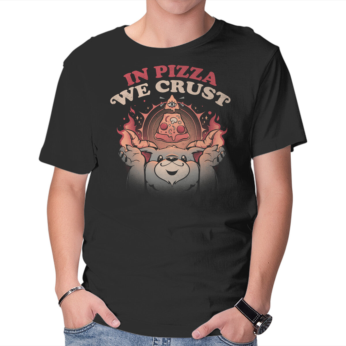 Unisex Crew Neck T-Shirt Crust In Pizza Graphic Short Sleeve Casual Tee XL