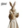 Small Animal Statues for Entryway Vintage Resin Mr & Mrs Rabbit Figurine, Dress Bunny Statues, Farmhouse Unique Aesthetic Room Accessories Country