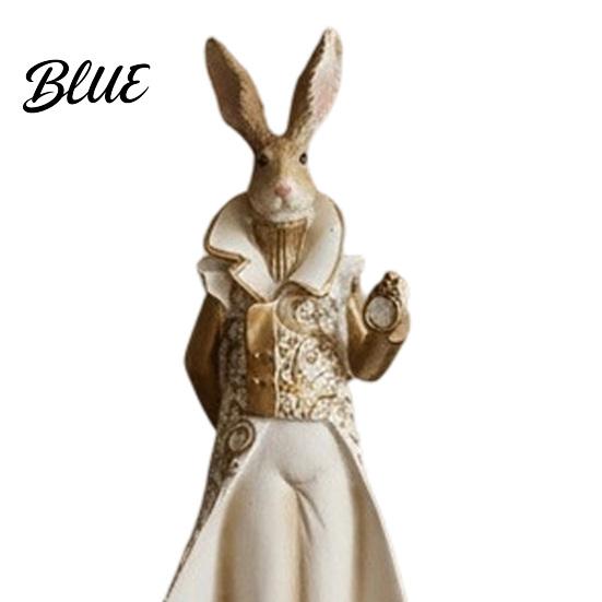 Small Animal Statues for Entryway Vintage Resin Mr & Mrs Rabbit Figurine, Dress Bunny Statues, Farmhouse Unique Aesthetic Room Accessories Country