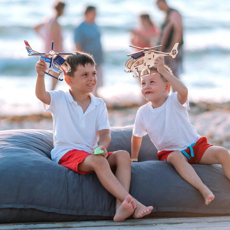 Solar Wooden Helicopter Model Wooden Helicopter Puzzles Toy Creative Puzzle Set Educational STEM Toy Science Craft Game For Kids CN