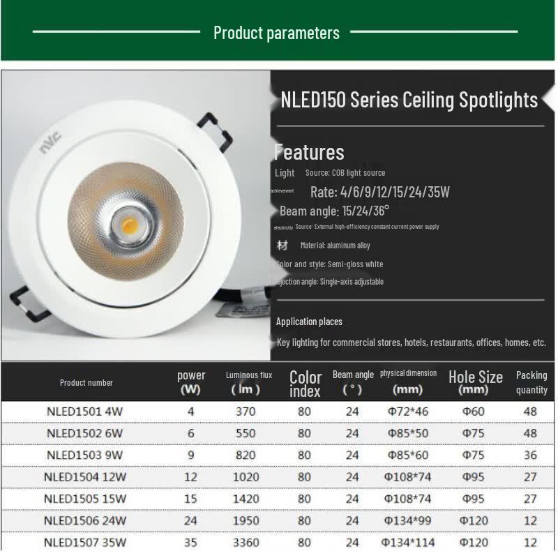 NVC Lighting NLED1503 9W LED Recessed Spotlight