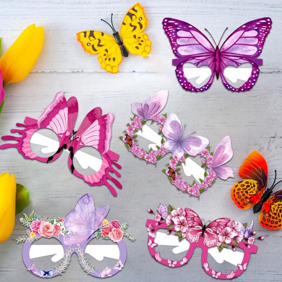 Butterfly Paper Glasses Spring Party Favors Birthday Party Eyeglasses Photo Booth Props for Kids Adults Holiday Supplies