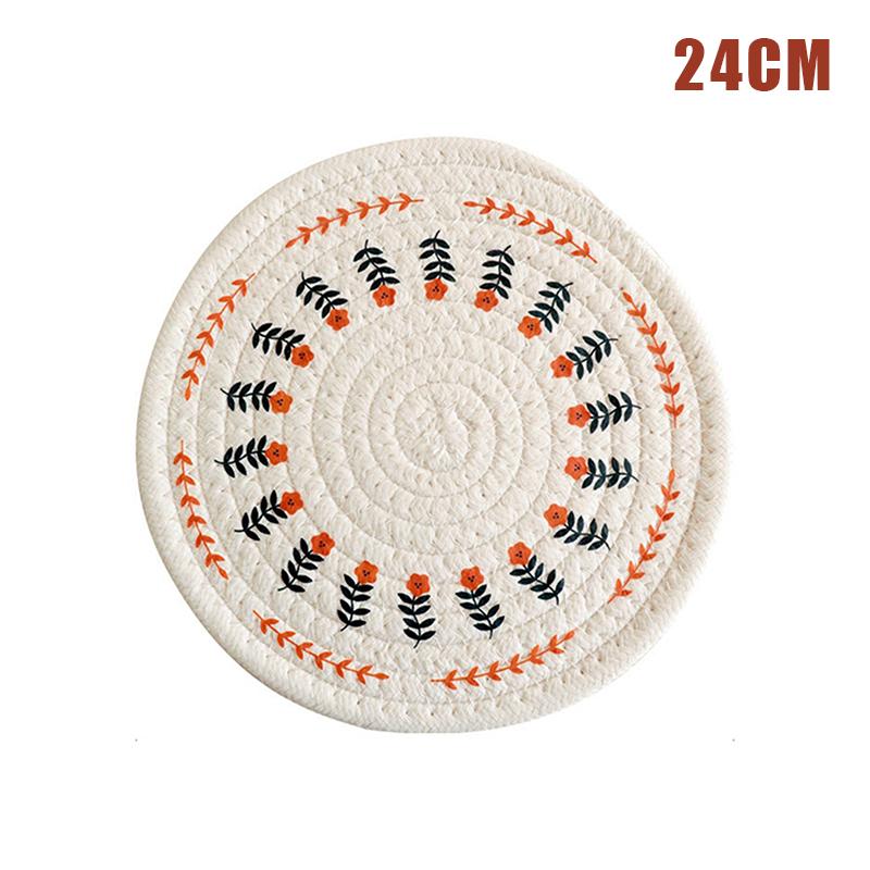 

Теплоизоляционный коврик из хлопчатобумажной ткани в скандинавском стиле, коврик для столовой тарелки, коврик для кастрюли, подставка под чайный горшок, коврик для стола, предотвращающий ожоги 24CM