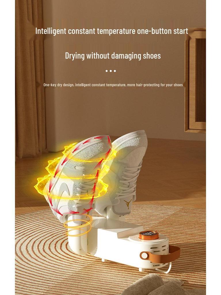 Smart UV Shoe Dryer: Deodorizes, sterilizes, dehumidifies, with constant temperature, timing, foldable and retractable features.