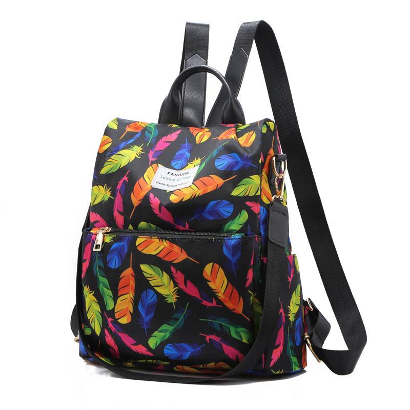Student Schoolbag Junior High School Student Large-Capacity Anti-Theft Backpack Printed Girl Backpack Campus Flower Print