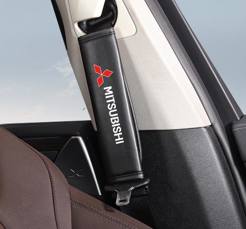 2pcs Car Seat Belt Cover Leather Shoulder Pad Accessories For Mitsubishi L200 ASX Mirage Attrage Eclipse Cross Xpander Outlander