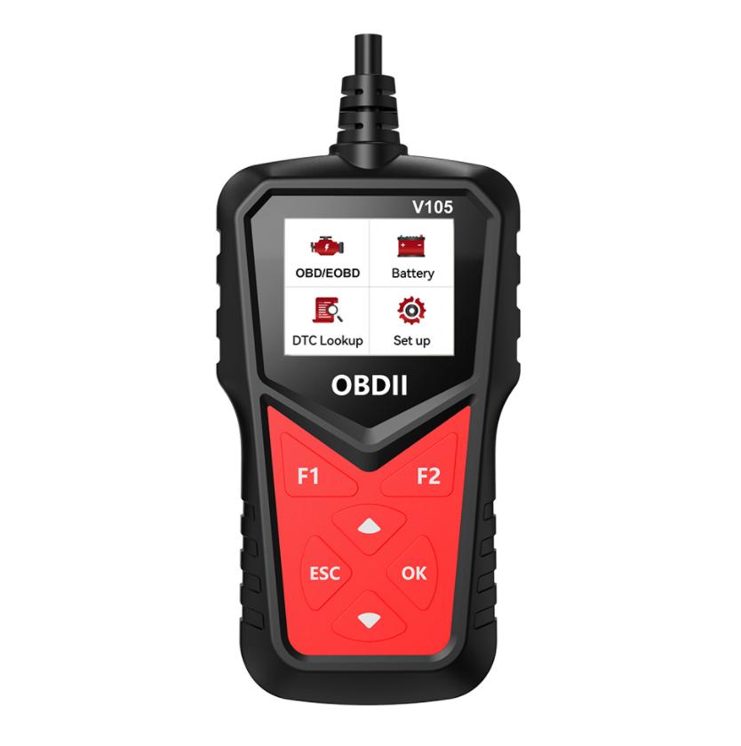 

Automotive Diagnostic Tool – reads fault codes, I/M readiness status, clears fault codes; operates at 9V–16V DC; features a 1.8-inch color display